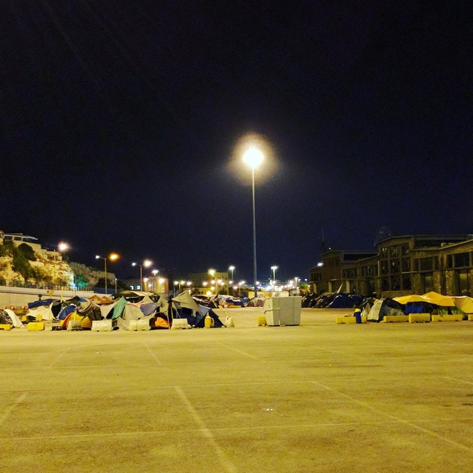 A makeshift refugee camp in Greece